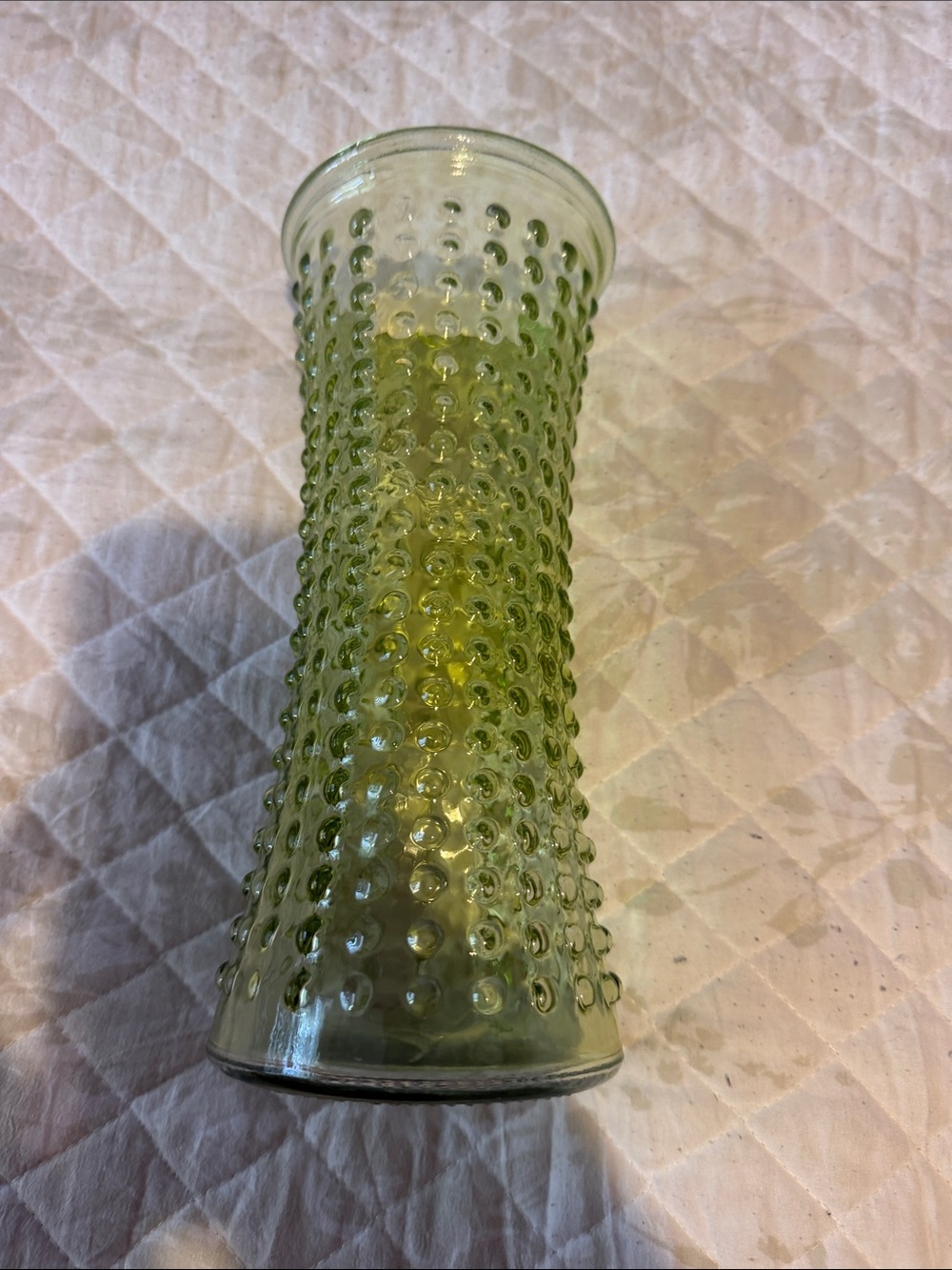Green Hobnail-Style Glass Vase - Textured Decorative Accent